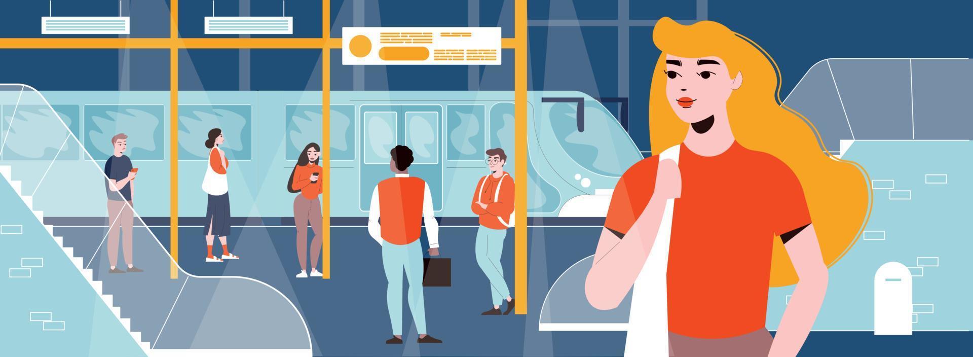 ilustração de metrô plano vetor