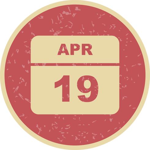 19 de abril Data em um calendário único dia vetor