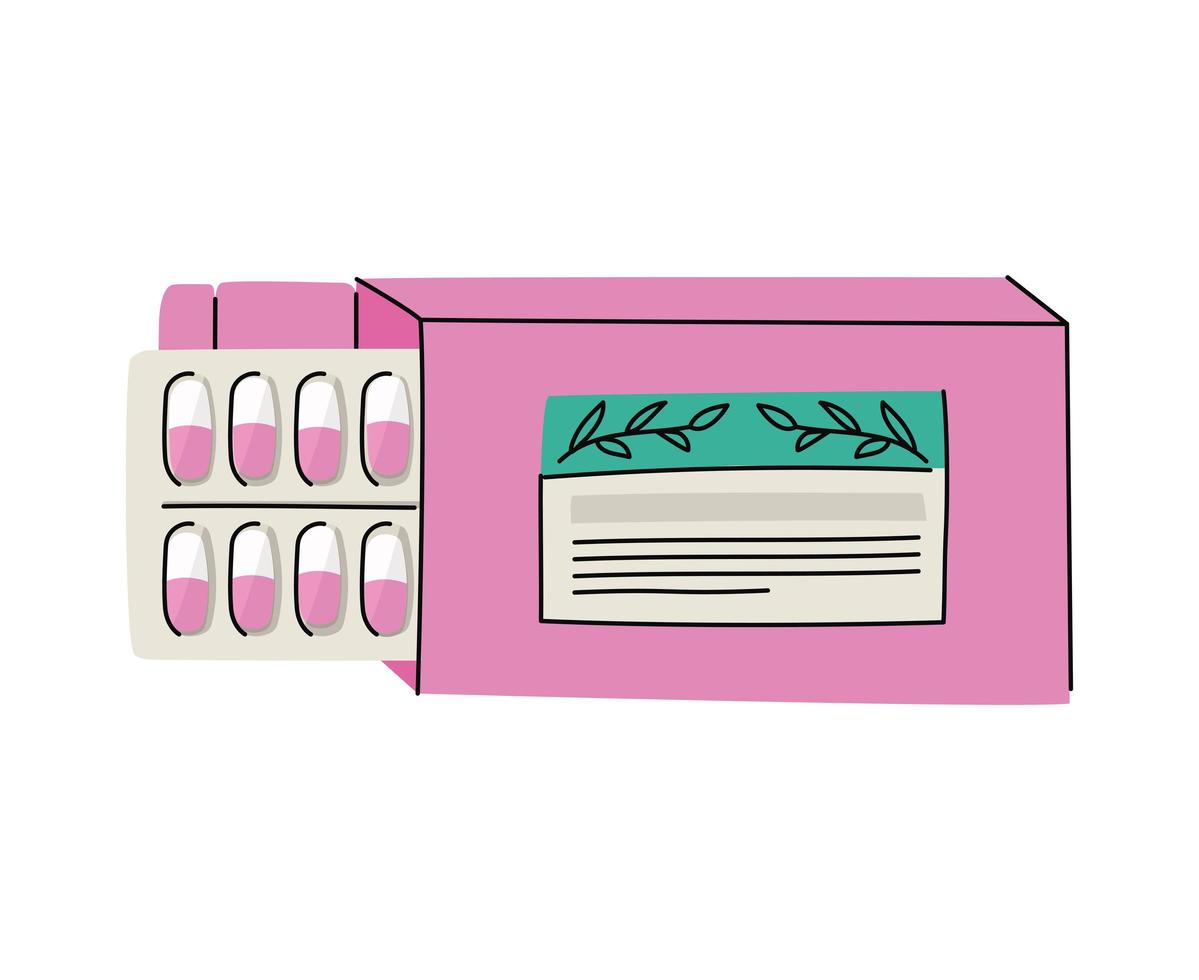 caixa de comprimidos rosa vetor