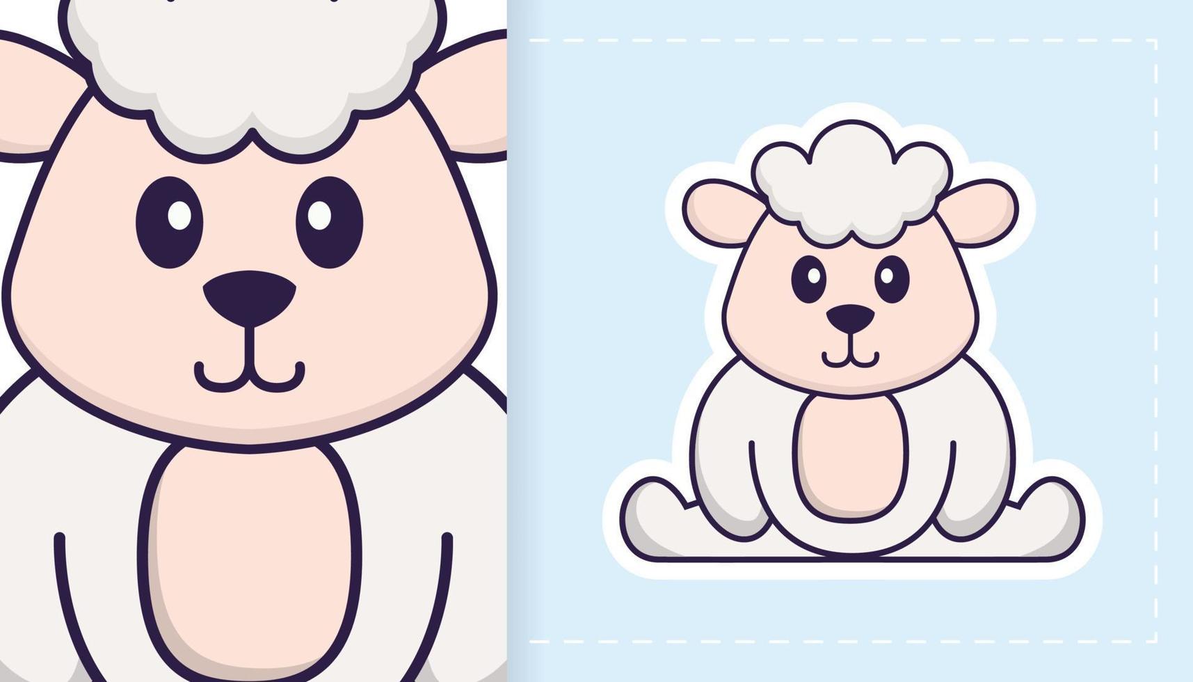 personagem de mascote de ovelhas fofas. pode ser usado para adesivos, patches, têxteis, papel. ilustração vetorial vetor