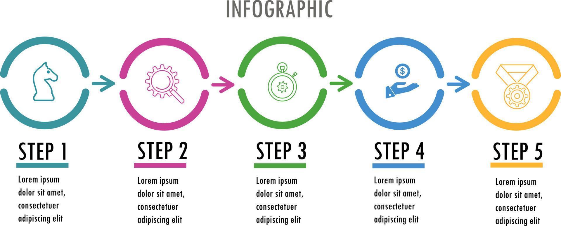 infográficos para o conceito de negócio com opções de ícones ou etapas. vetor