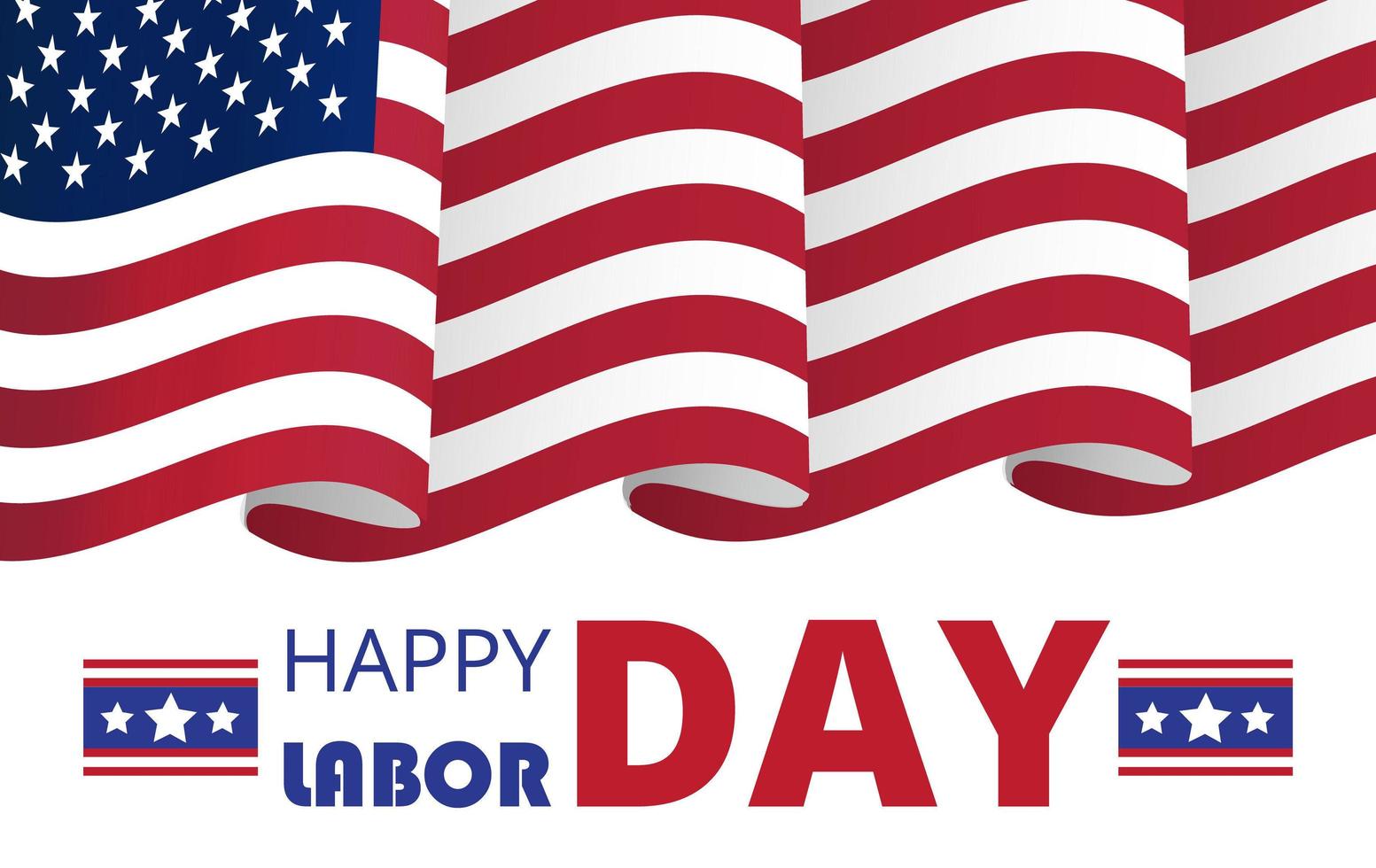 cartaz do dia do trabalho ou cabeçalho para web, interface do usuário, vetor de página de destino. feriado nacional dos estados unidos para os trabalhadores em setembro. bandeira dos EUA está acenando.