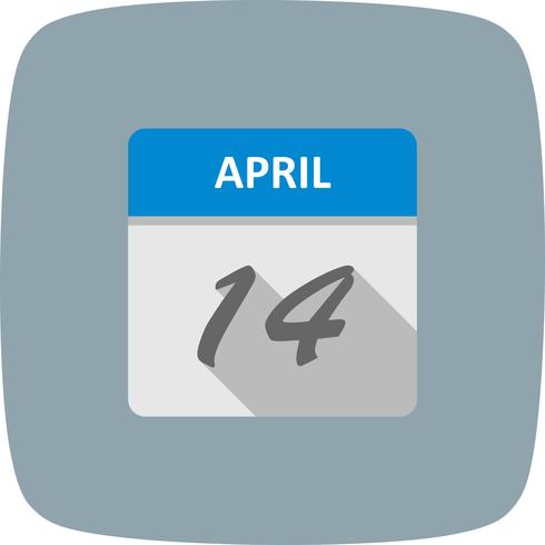 14 de abril Data em um calendário de dia único vetor