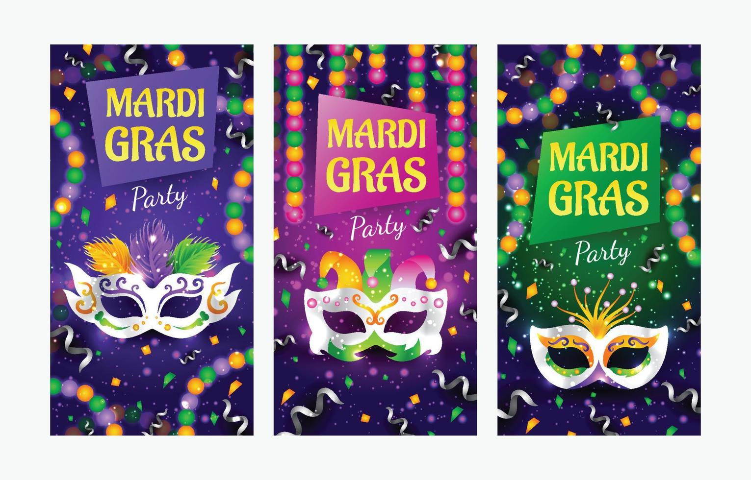 conjunto de modelos de banner para festa de mardi gras vetor