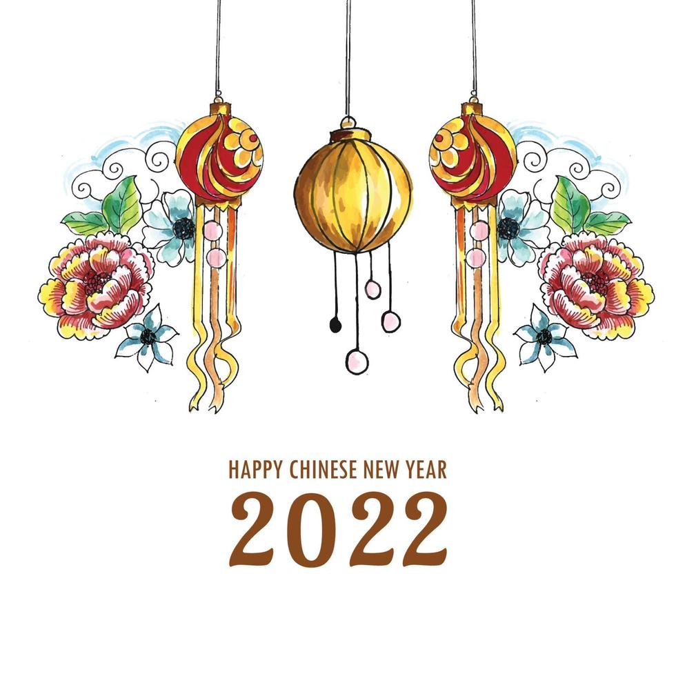 lindo fundo de cartão do festival de ano novo chinês 2022 vetor