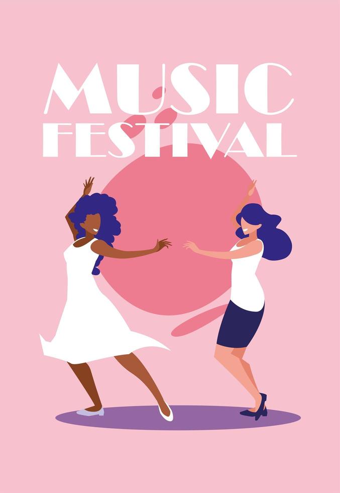 projeto de vetor de dançarinas femininas de festival de música