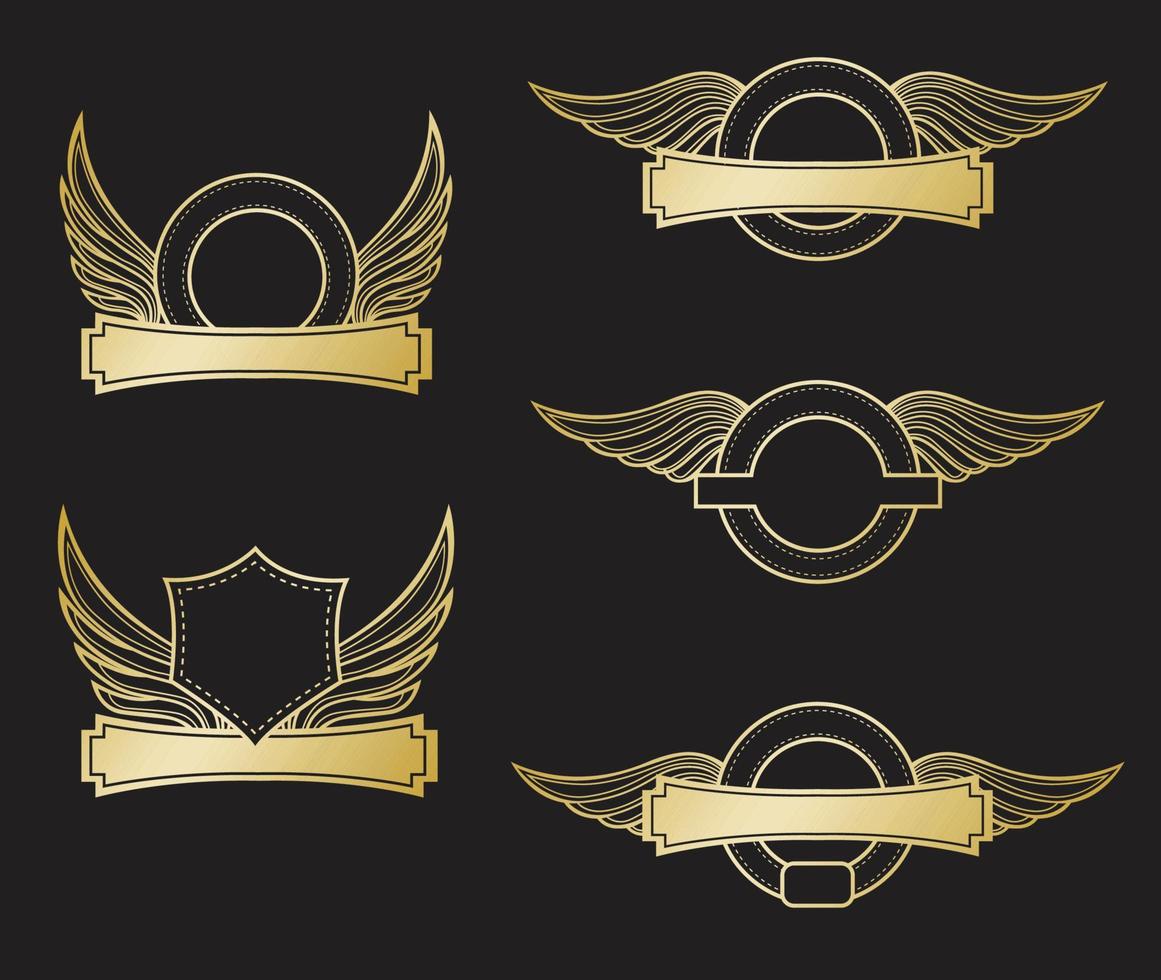 conjunto de logotipos de asas douradas vetor