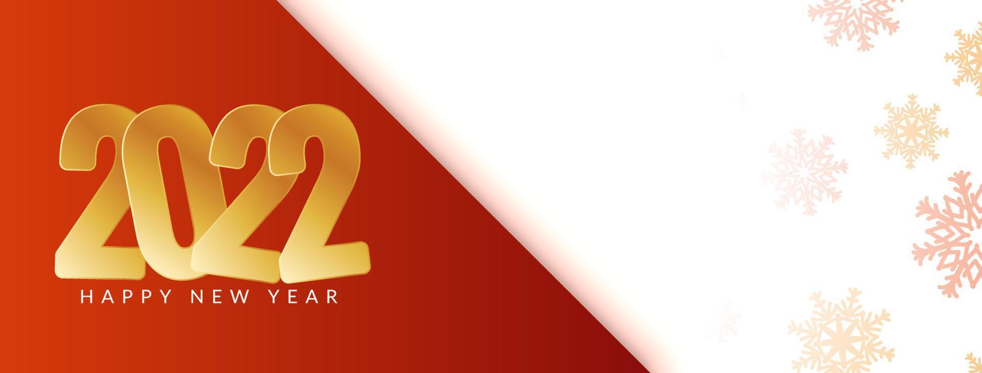 feliz ano novo 2022 com texto dourado e design de banner elegante vetor