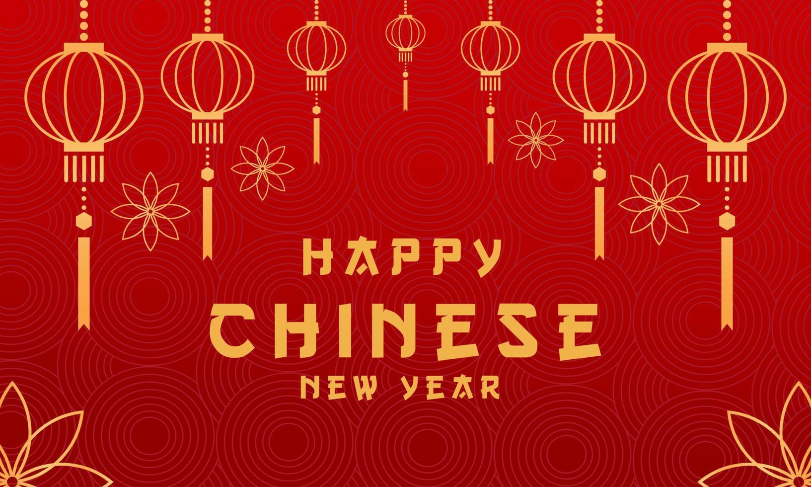 fundo de feliz ano novo chinês e enfeites de lampião vetor