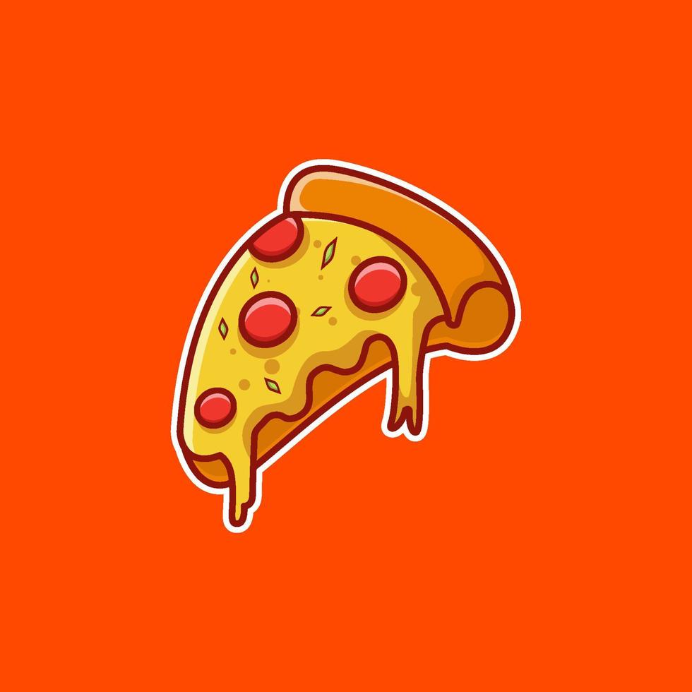 ilustração de queda de pizza fatiada com linguiça fatiada e queijo derretido, vetor de pizza fatiada, ícone de pizza, design de pizza isolada