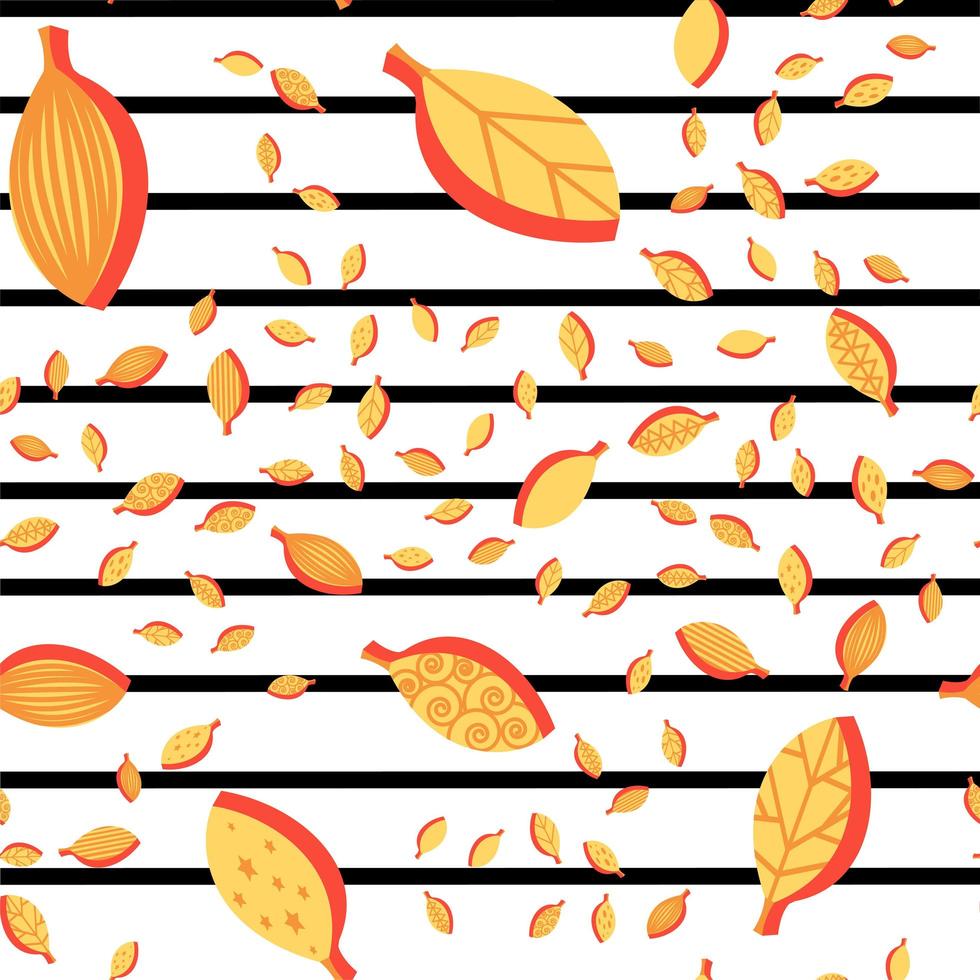 outono estilizado folhas coloridas padrão de vetor sem costura