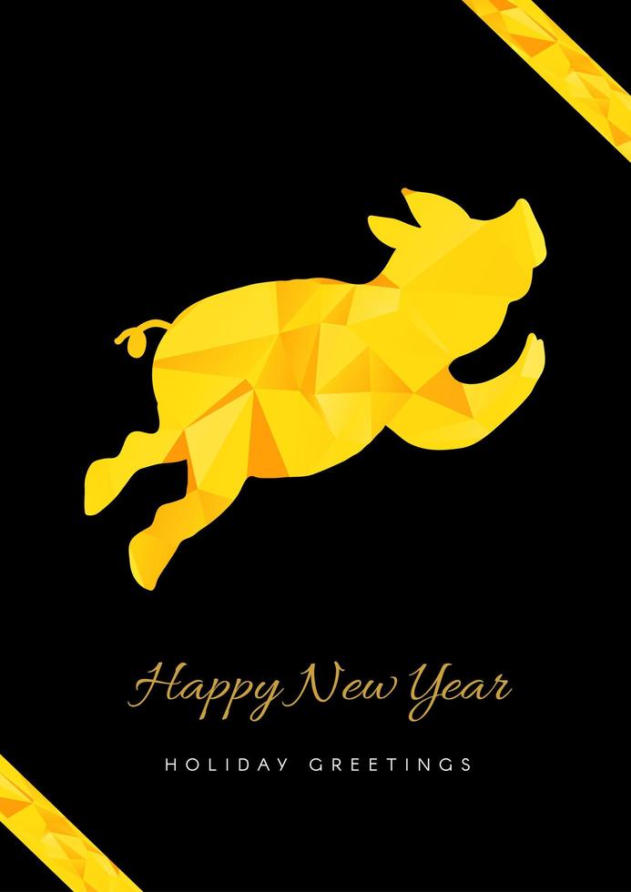 poster da festa de feliz ano novo 2019 com o símbolo do porco vetor