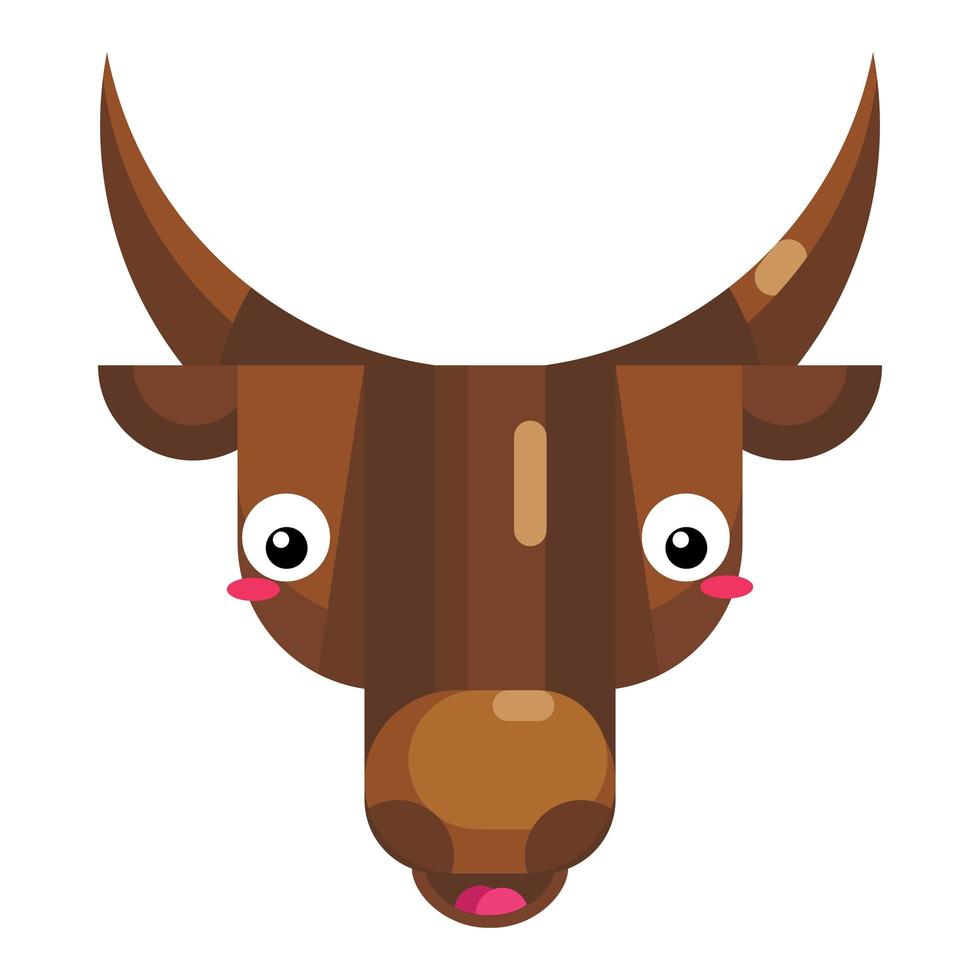 emoji tímido de cara de touro, ícone de vaca sorridente corado sinal de emoção isolado vetor