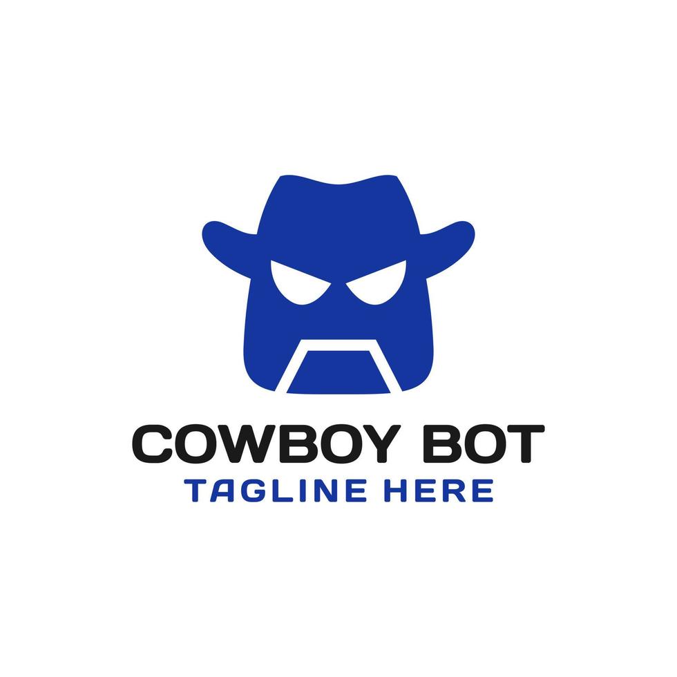 design de logotipo de robô de cowboy plano simples vetor