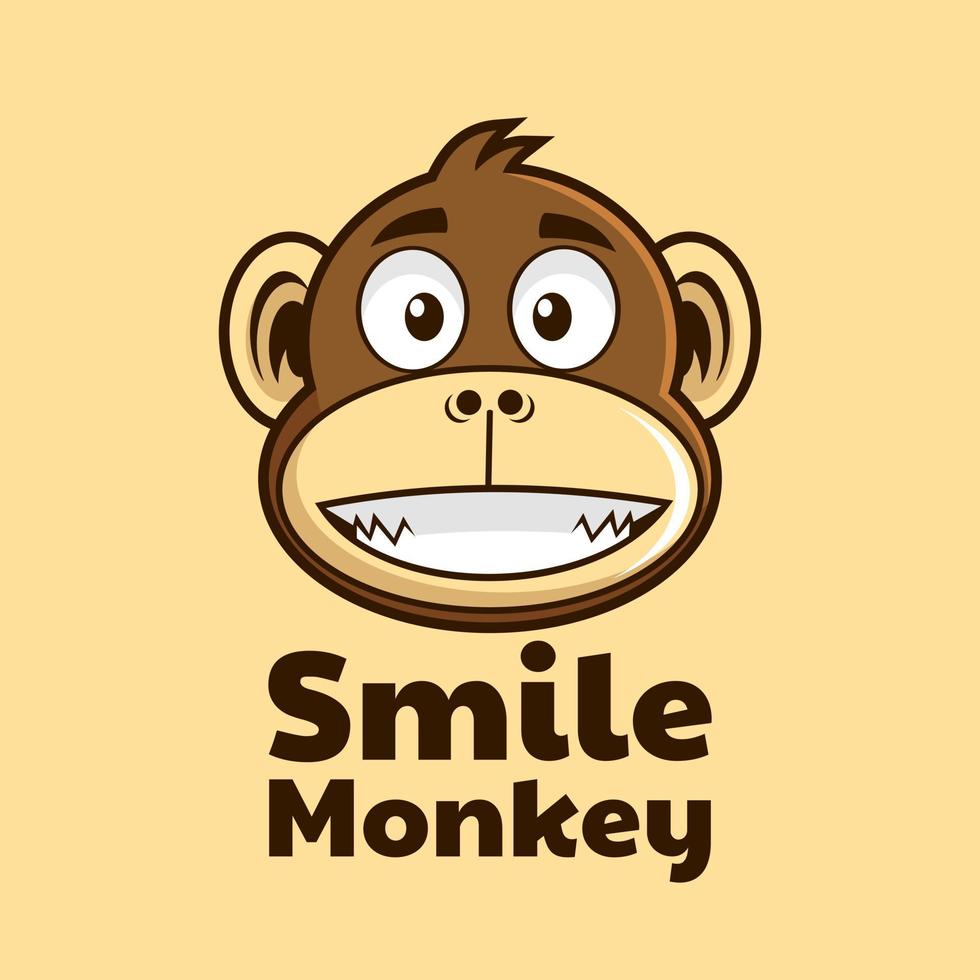 desenho animado sorriso macaco mascote logo design vetor