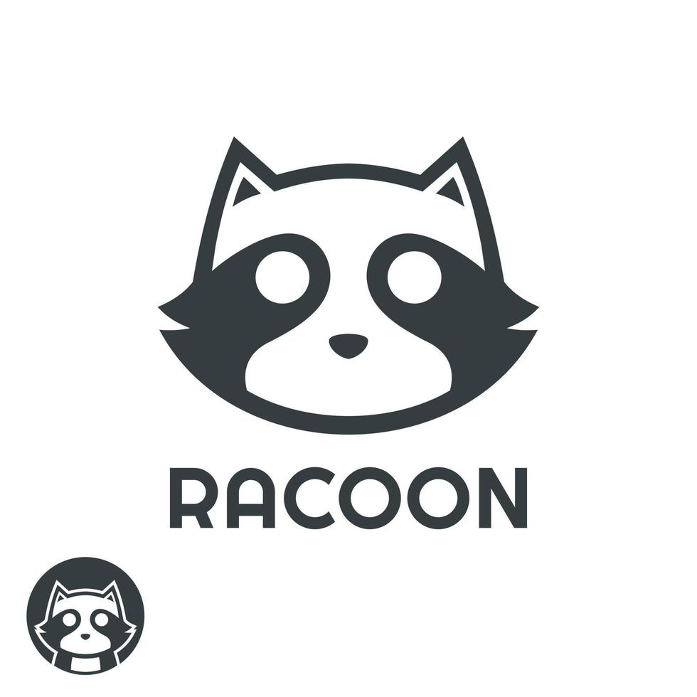 inspiração simples para o design do logotipo da cabeça de racoon vetor