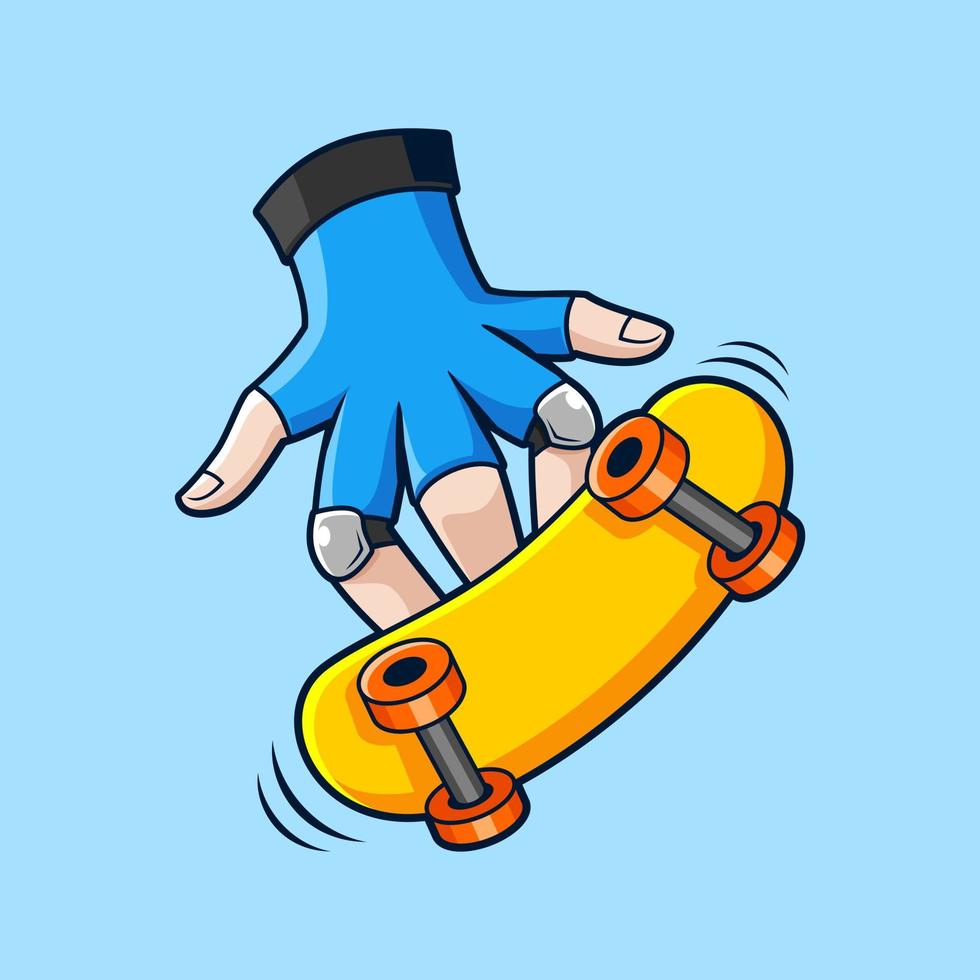 ação desportiva dinâmica criativa mão prancha skate ilustração vetor