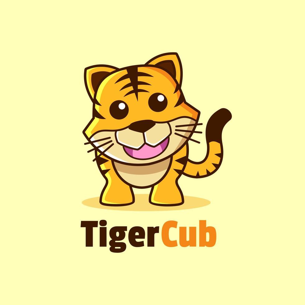 desenho bonito do logotipo do mascote do filhote de tigre vetor