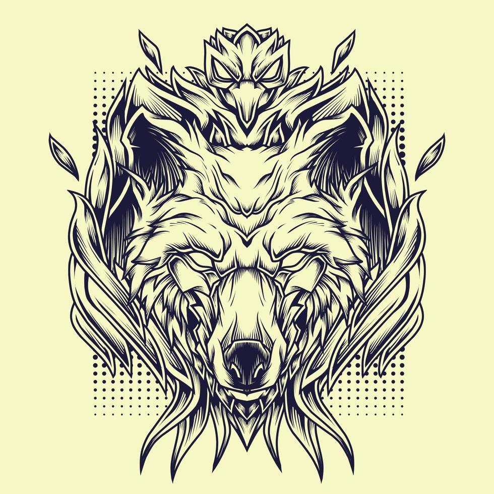 ilustração da arte da linha Phoenix wolves vetor