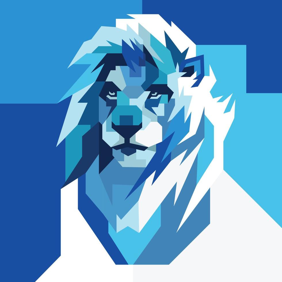 ilustração completa do leão azul vetor