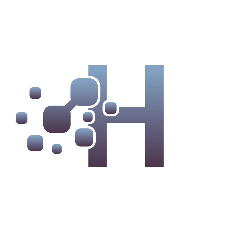 h design do logotipo da letra inicial com pixels digitais vetor