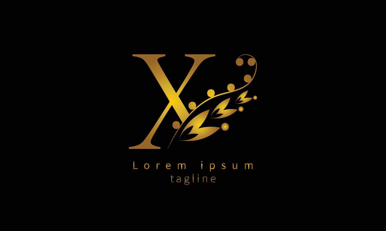 letra inicial do vetor x design do logotipo da tipografia floreada