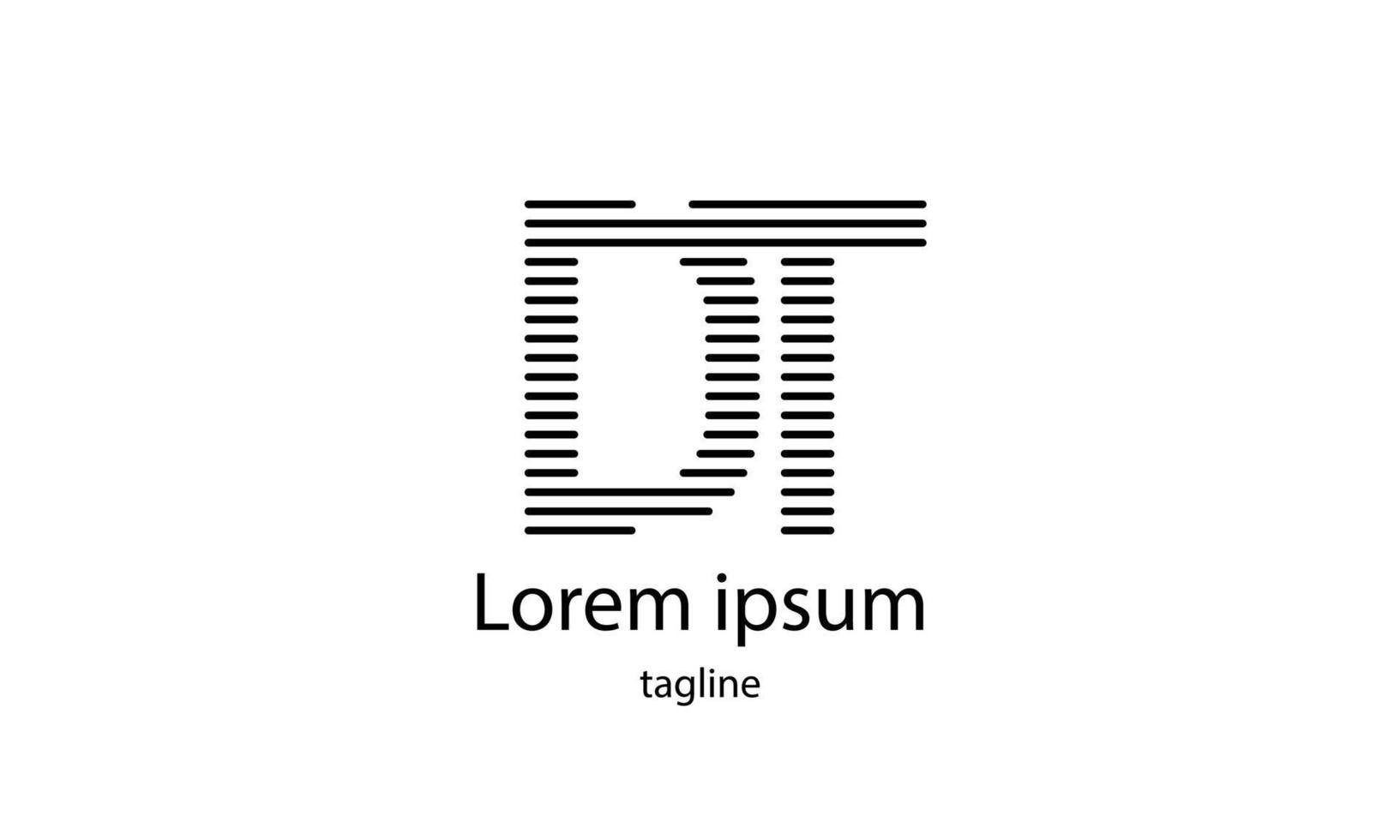 letra de vetor inicial dt design de logotipo de tifografia simples