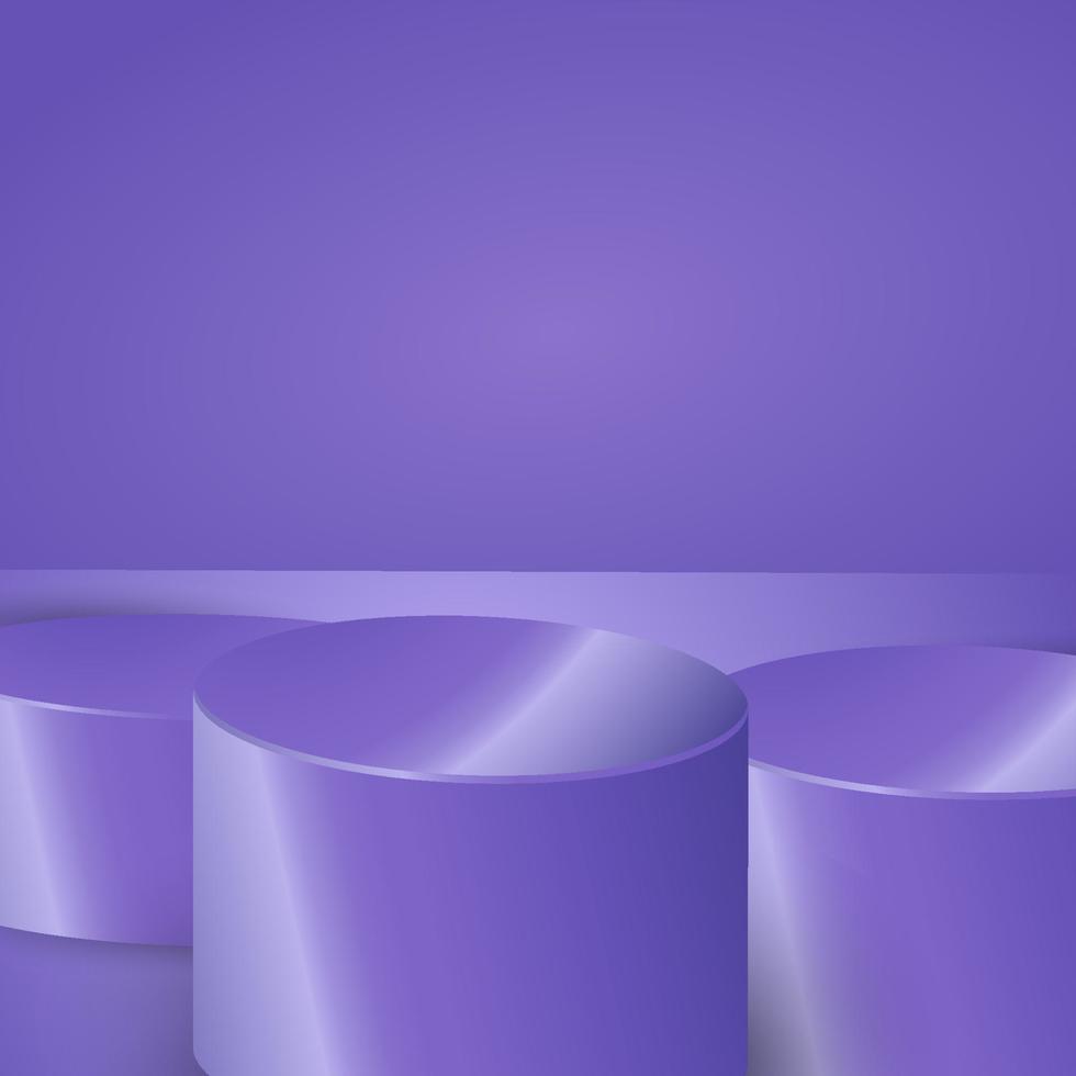 Pódio 3D com fundo roxo para design e modelos de mídia social vetor