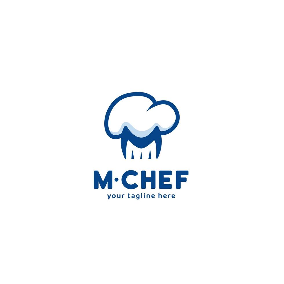 letra m chef chapéu logotipo ícone símbolo vetor modelo para restaurante, bistrô ou chef culinário