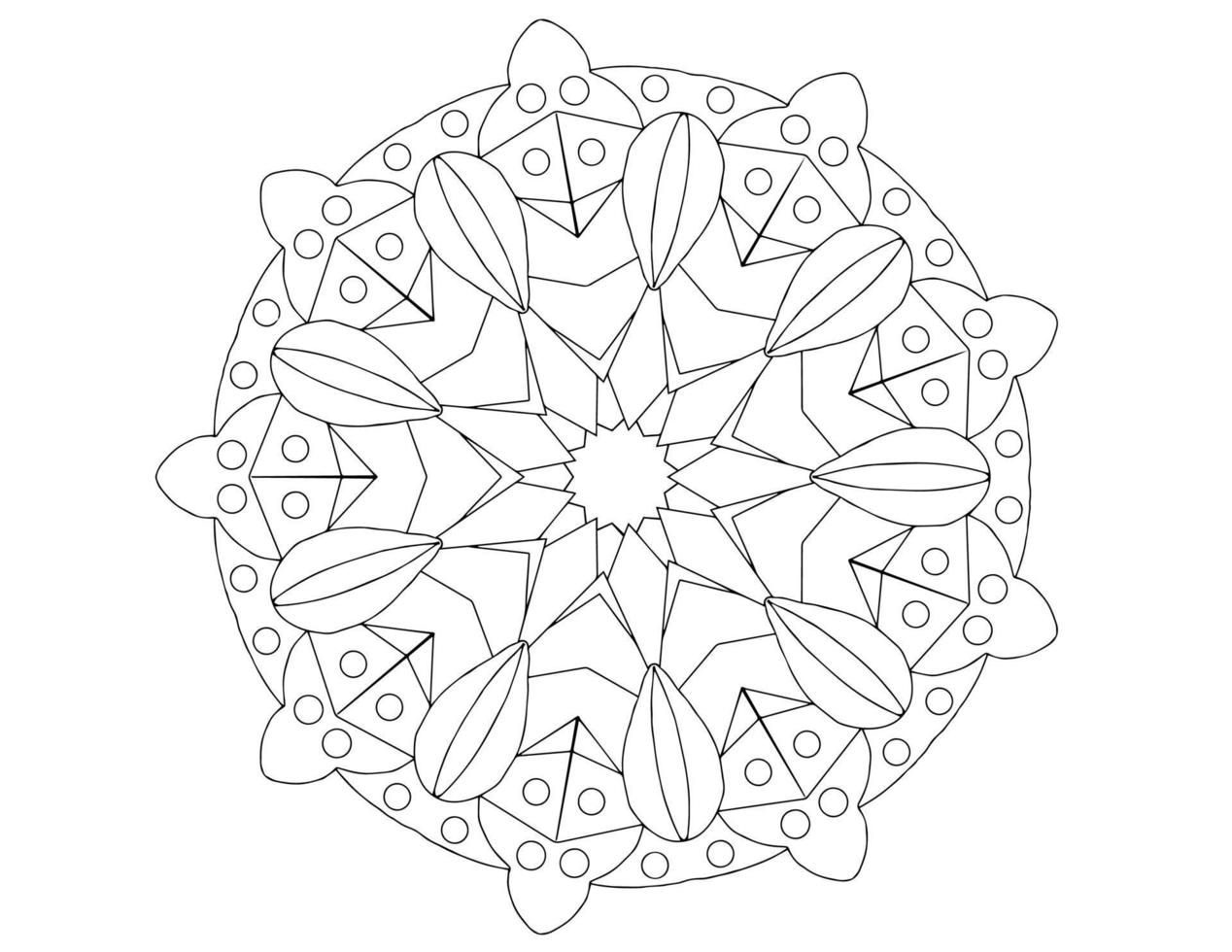 mandala arte design preto e branco, real, vintage vetor