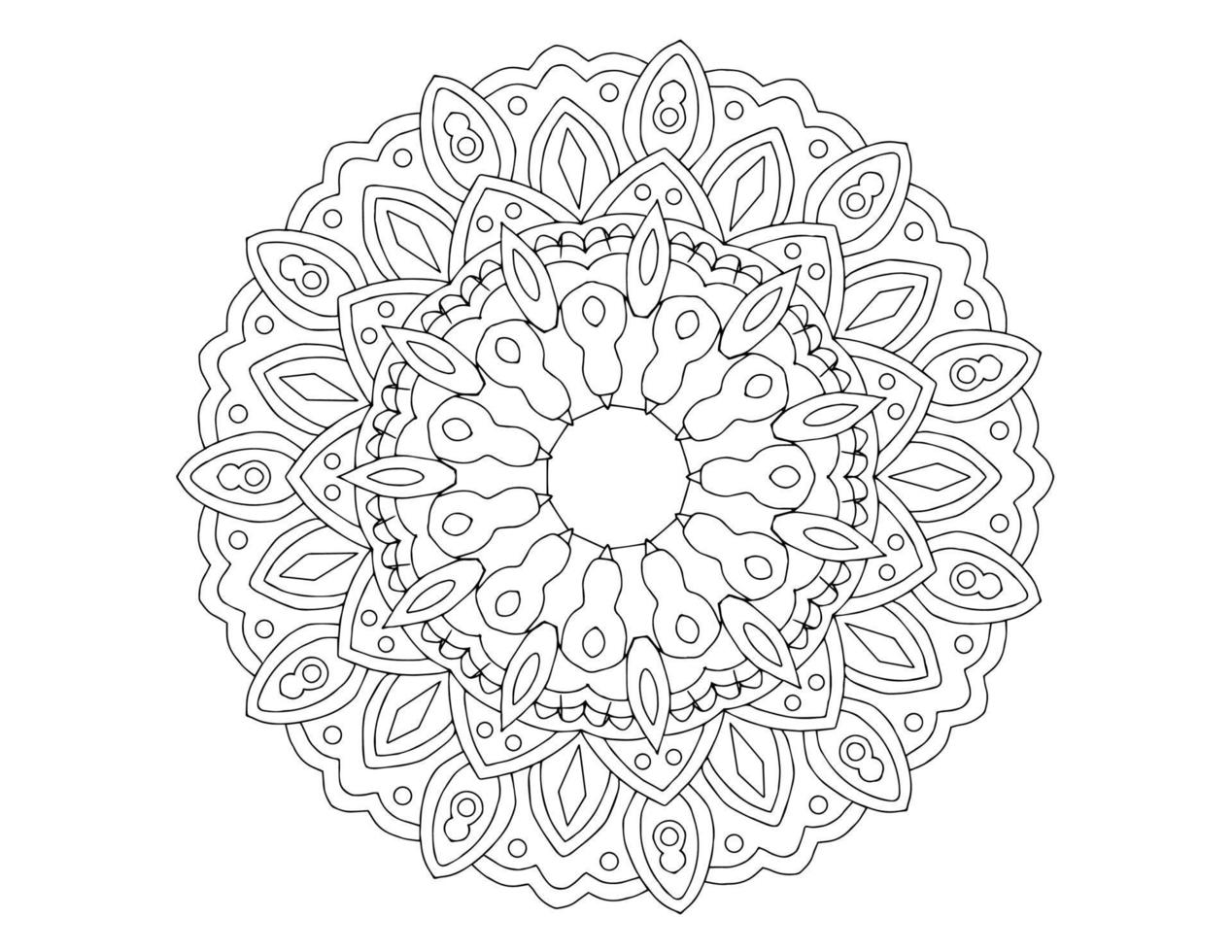 mandala arte design preto e branco, real, vintage vetor