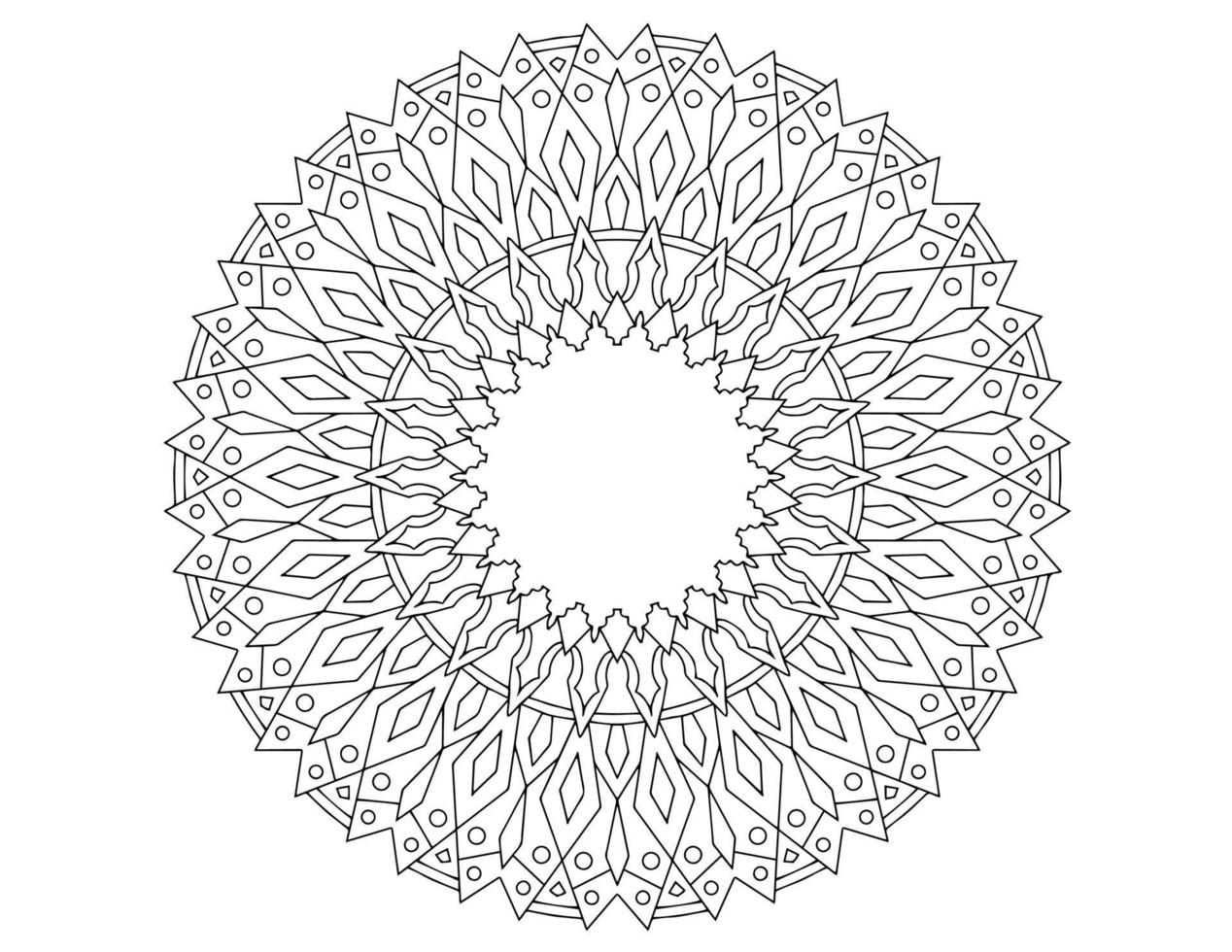 arte da mandala, preto e branco, desenho real, arte para colorir, vintage vetor