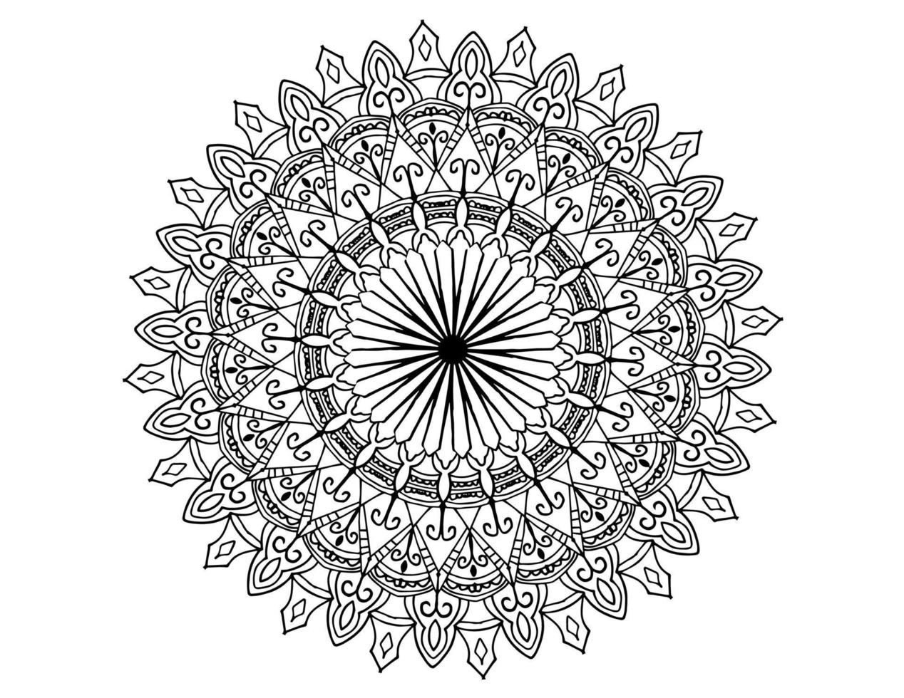 mandala arte design preto e branco, real, vintage vetor