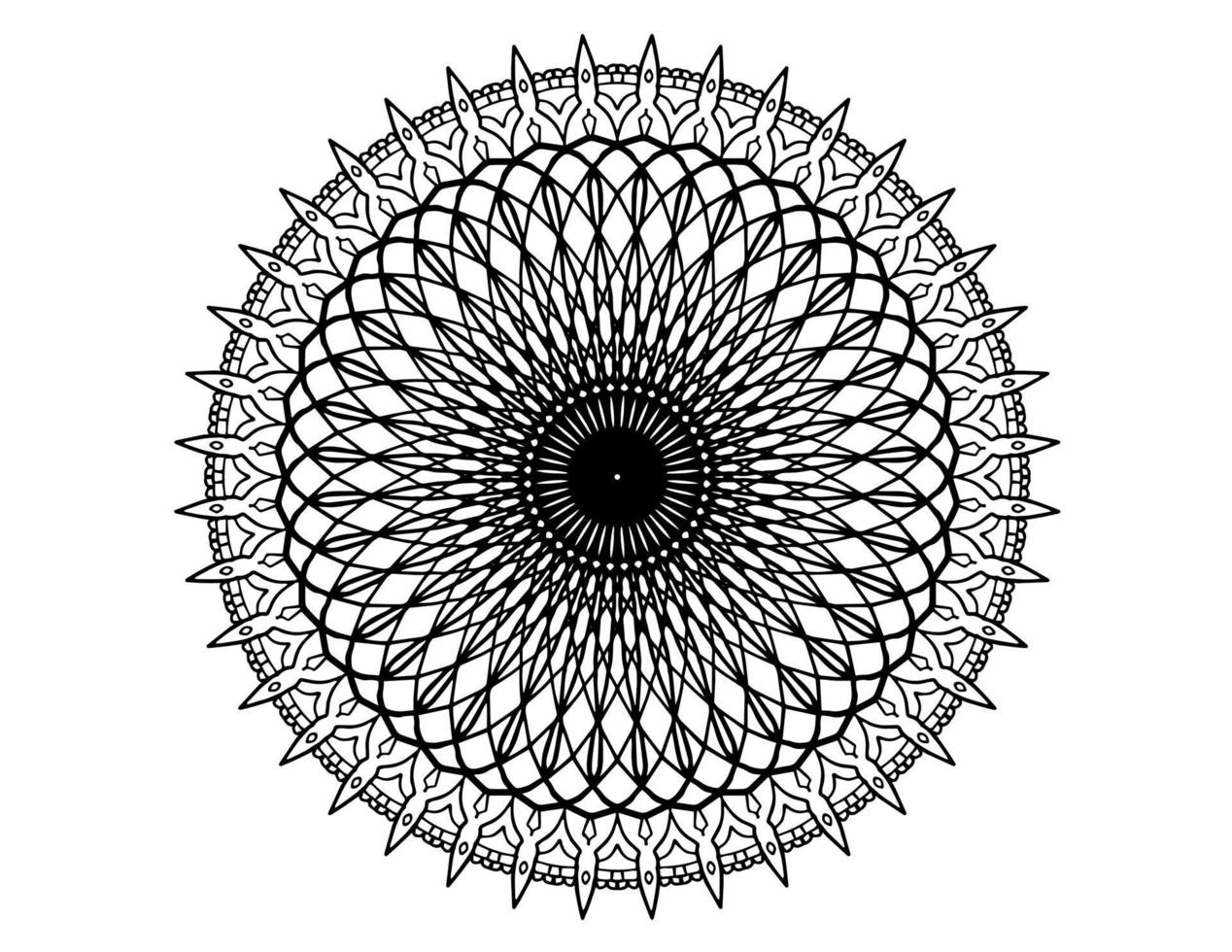 arte da mandala, preto e branco, desenho real, arte para colorir, vintage vetor