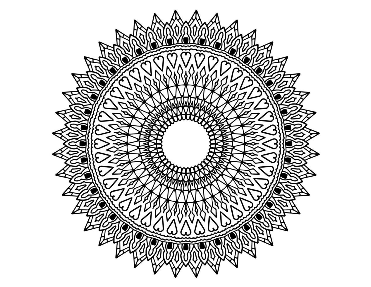 arte da mandala, preto e branco, desenho real, arte para colorir, vintage vetor