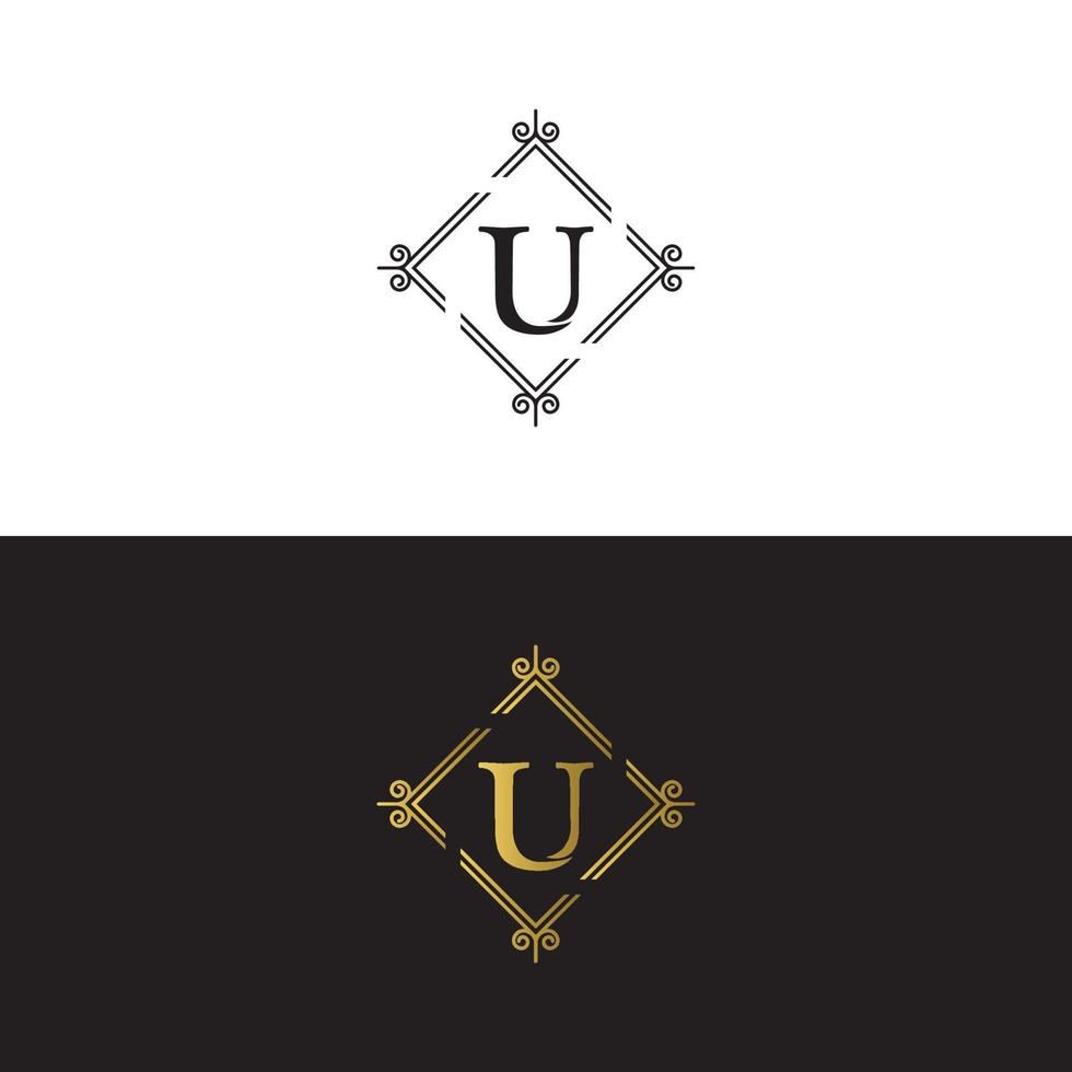 modelo de vetor de design de logotipo de marca de luxo u