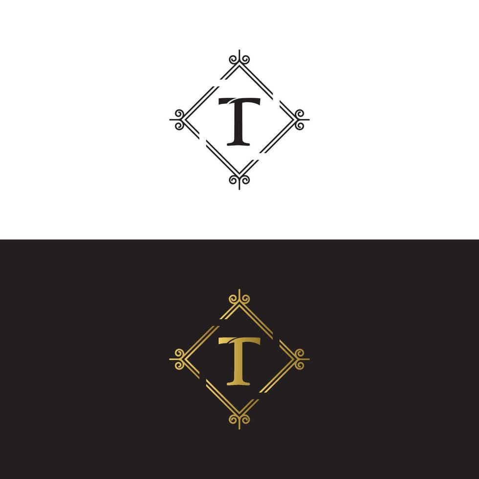 modelo de vetor de design de logotipo de marca de luxo t