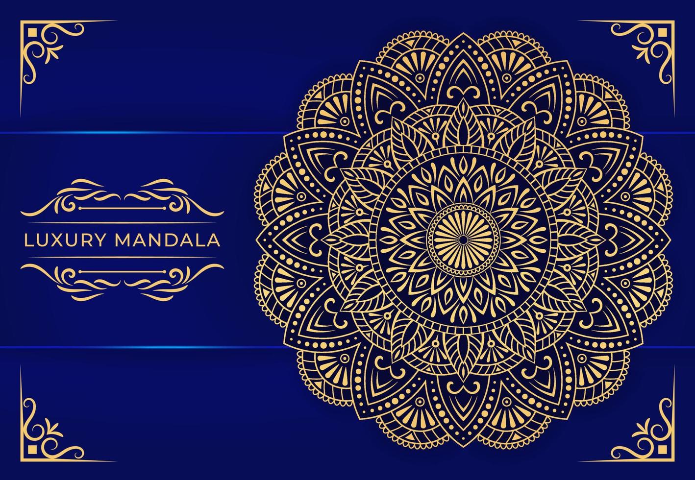 fundo de mandala de luxo com padrão de arabescos dourados, desenho de mandala ornamental estilo oriental islâmico árabe, mandala para banner, capa, cartaz, folheto, panfleto, cartão de casamento, decoração de ioga vetor