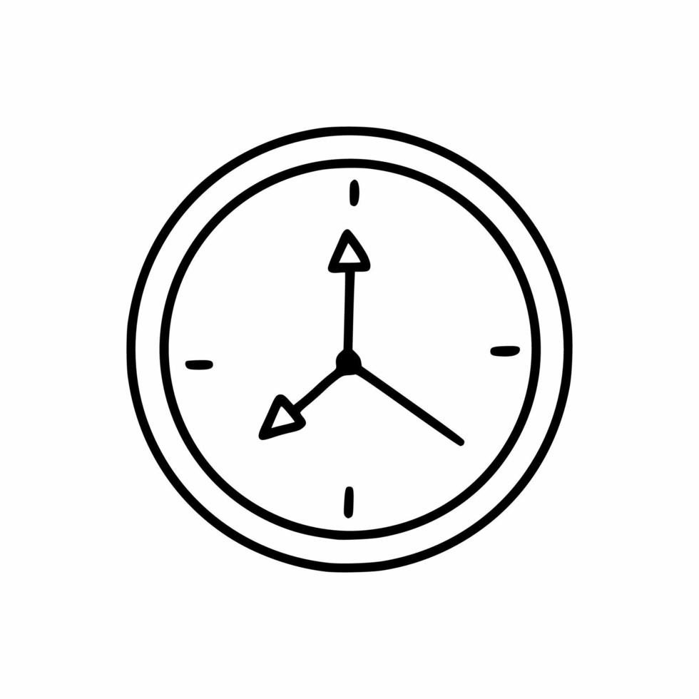 relógio de estilo doodle. ícone de contorno do vetor. vetor