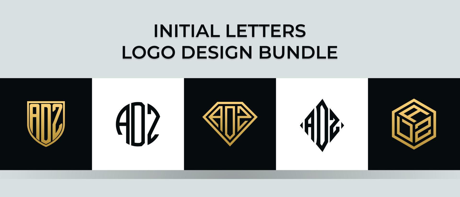 pacote de designs de logotipo adz letras iniciais vetor