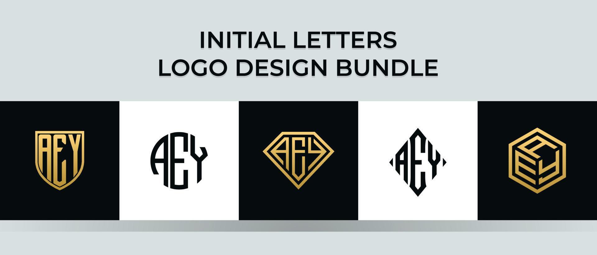 letras iniciais pacote de designs de logotipo aey vetor