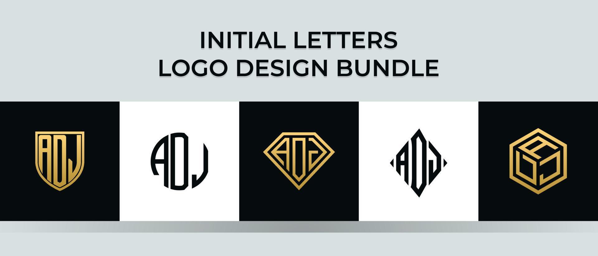 letras iniciais adj pacote de designs de logotipo vetor
