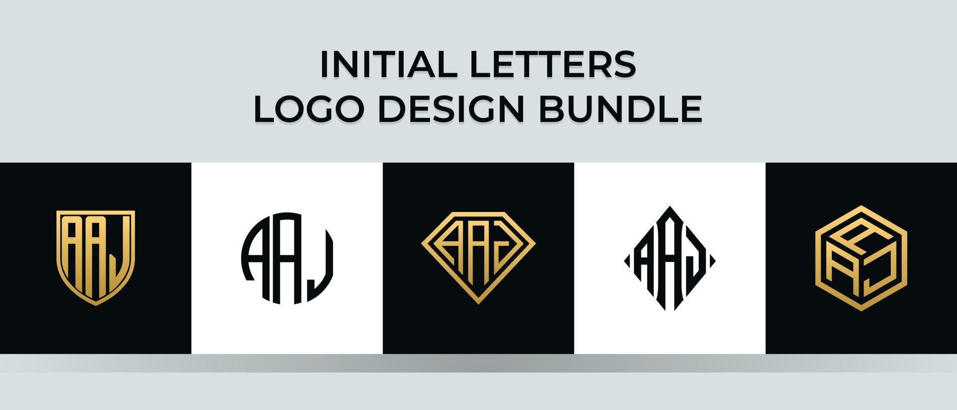 pacote de designs de logotipo aaj letras iniciais vetor