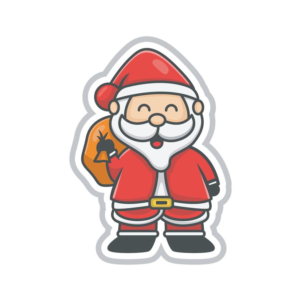 ilustração vetorial papai noel trazendo presentes para as crianças, design de personagens com tema de natal vetor