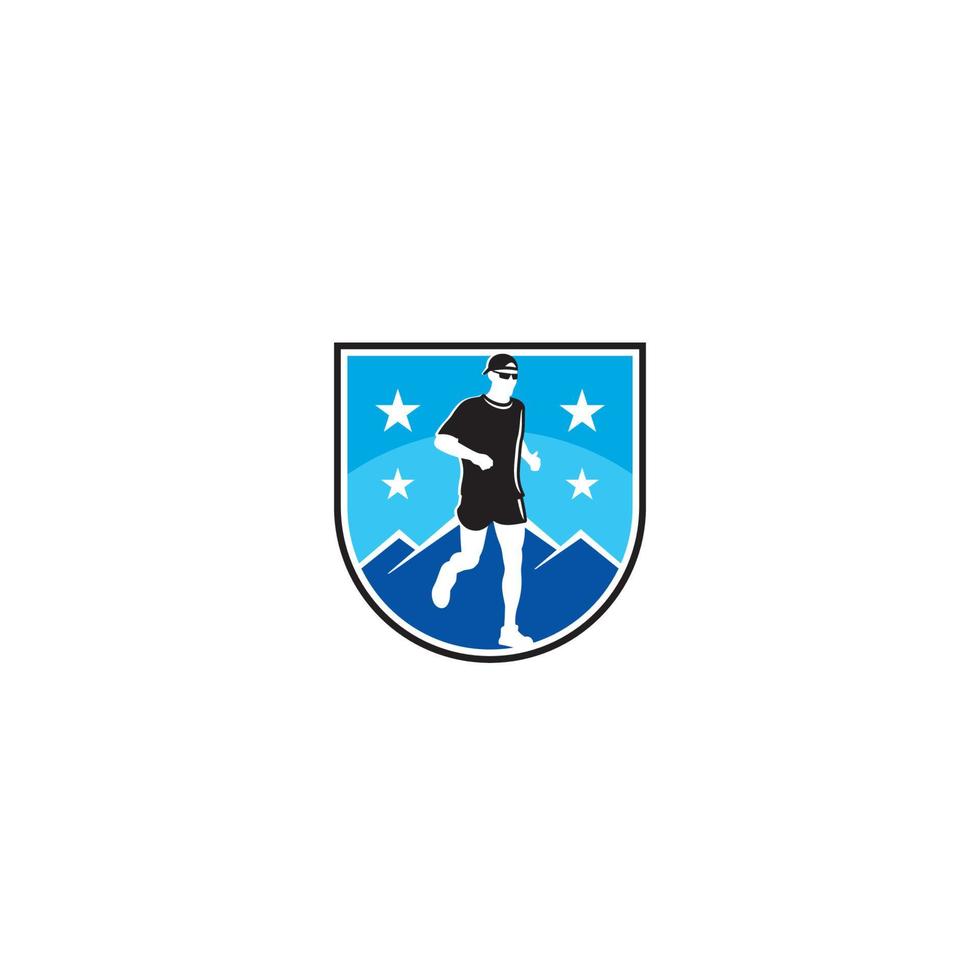 design de logotipo de corredor ou corredor em trilha vetor
