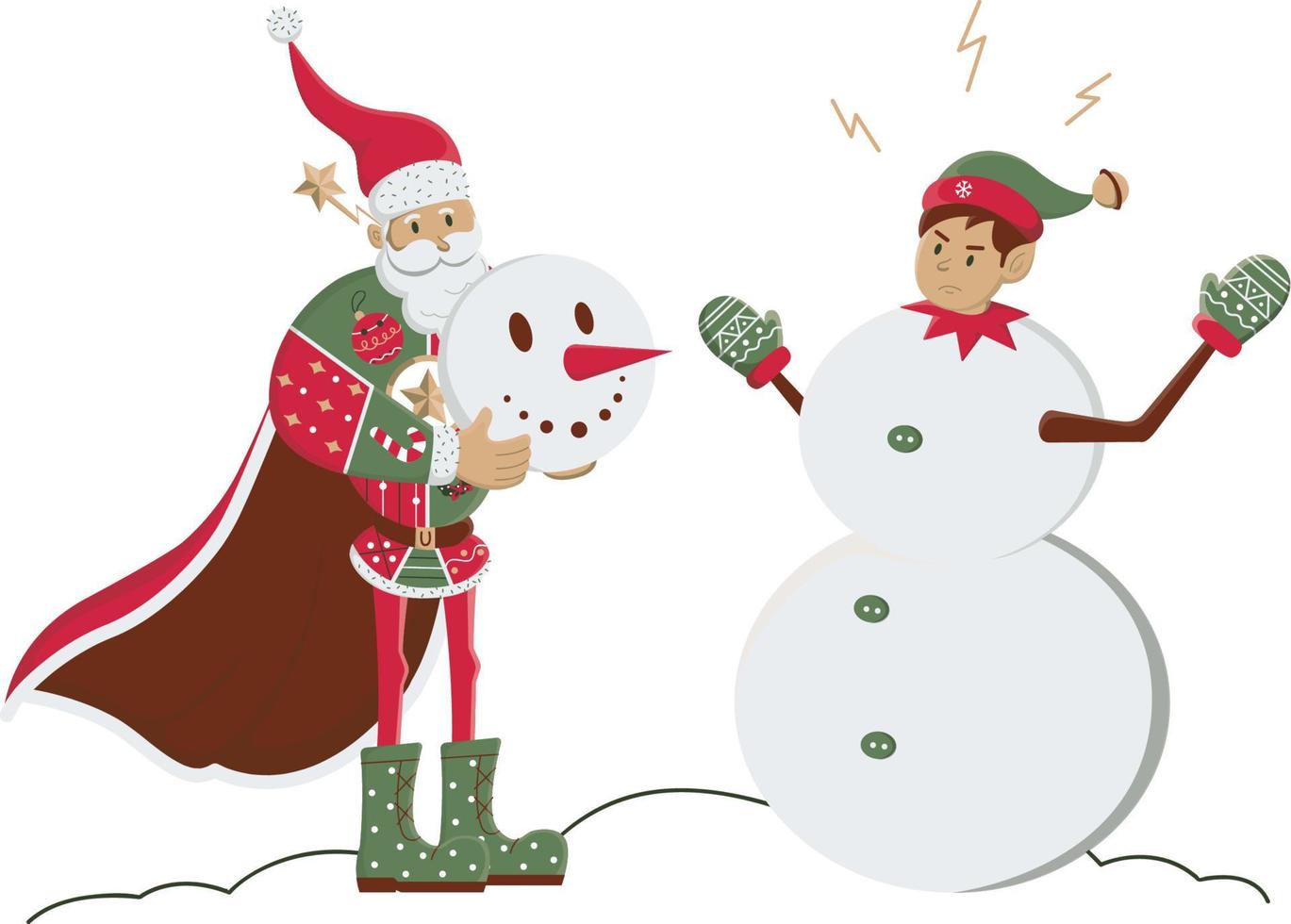 Papai Noel e o boneco de neve vetor