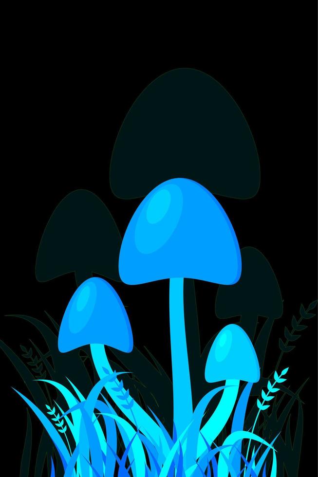 cogumelos mágicos isolados. cogumelo com grama. ilustração vetorial vetor