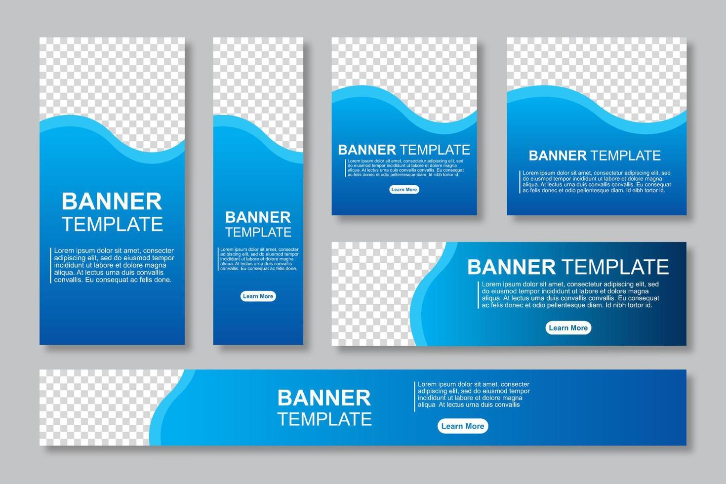 conjunto de design de modelo de banners web modernos com um lugar para fotos. usuário de conceito moderno e minimalista para página da web, banner, plano de fundo. ilustração vetorial vetor