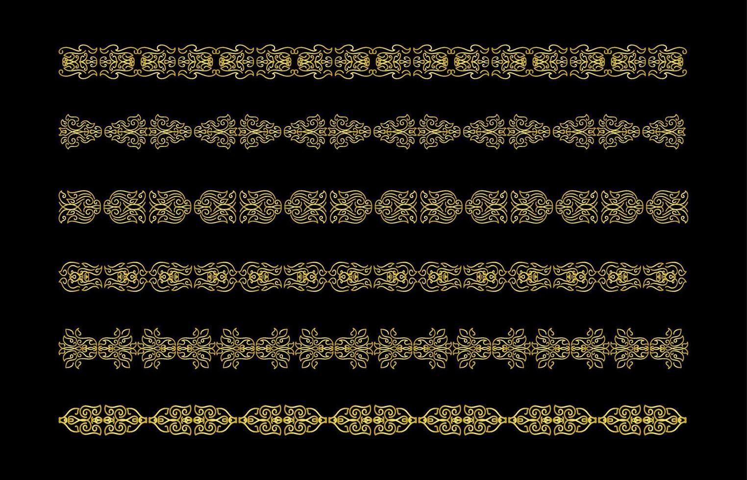 coleção de conjunto de elementos de bordas de ouro, vetor de ornamento