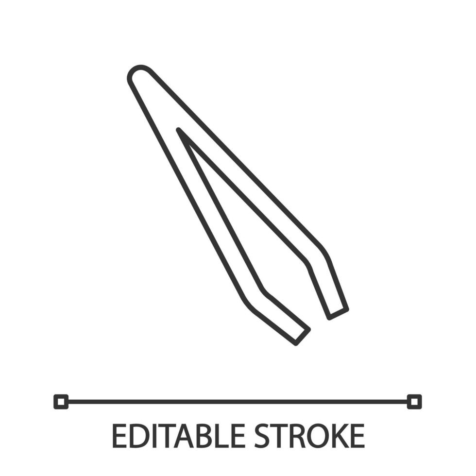 ícone linear de pinça de sobrancelha. ilustração de linha fina. pinças cosméticas. ferramenta de remoção de cabelo. símbolo de contorno. desenho de contorno isolado do vetor. curso editável vetor